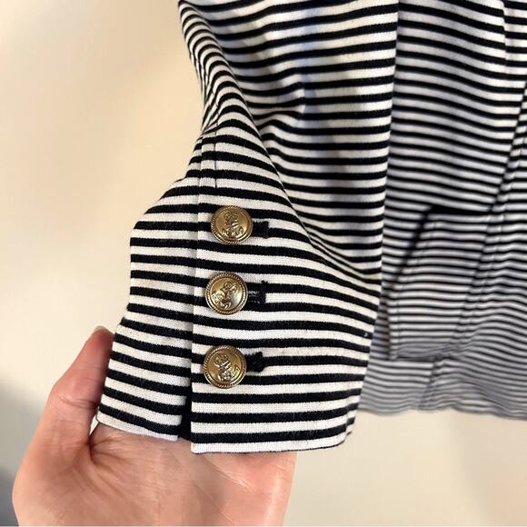 CAbi Navy/White Striped 3/4-Sleeve Double Breasted Blazer Jacket Size Medium - Picture 7 of 13